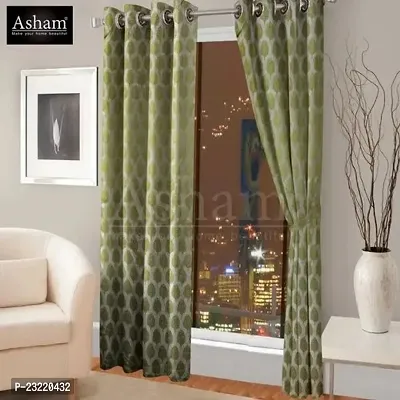 Polyester Printed Green Leaves Armani Designer Curtain-thumb0