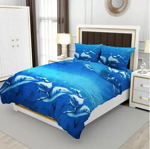 Neekshaa 3D Polycotton Double Bed bedsheet with Two Pillow Cover_Size-90 * 90 inch