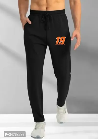 Stylish Black Cotton Blend Track Pant For Men-thumb0