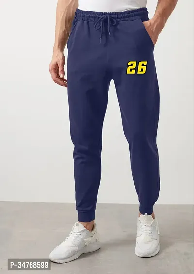 Stylish Blue Cotton Blend Track Pant For Men-thumb0