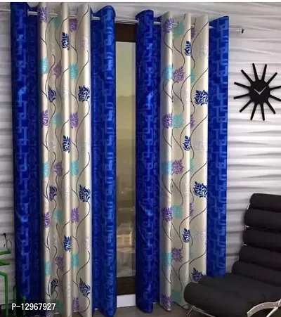 YMFAB Polyester Plain Room Darkening Door Curtain - 7 feet - Blue Maharaja-thumb0