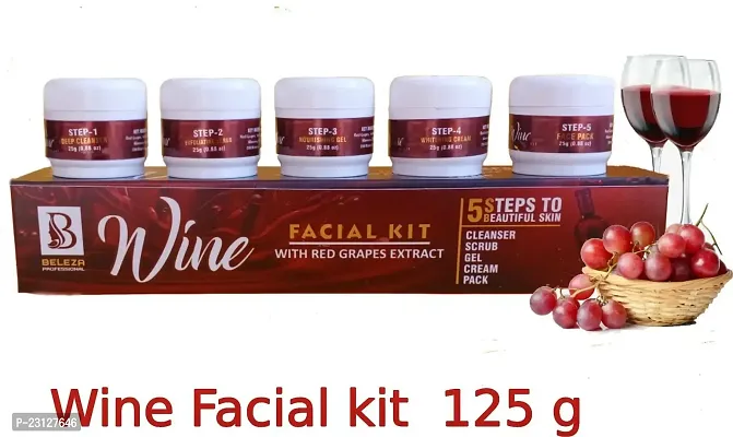 Natural Wine Facial Kit Powered With Organic Fruits And Herbs To Purify Skin 125 G