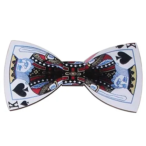 Mens Boy Funny Dollar Sign Letters Print Bow Tie Wooden Magnetic Necktie Party