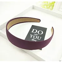 Hot Women Girls Fashion Simple Canvas Fabric Wide Headband Hair Band Headwear Solid Hair Accessories Casual New Daily Use (Cute Purple)-thumb1