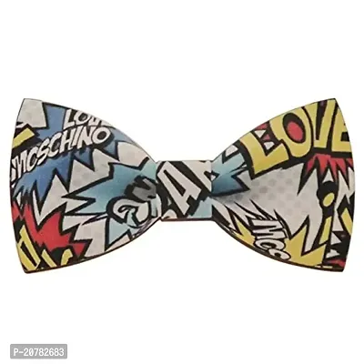 Mens Boy Funny Dollar Sign Letters Print Bow Tie Wooden Magnetic Necktie Party(Deep Love)