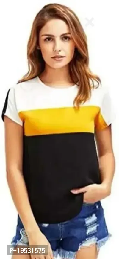 Elegant Multicolor Cotton Blend Printed Tshirt For Women-thumb0
