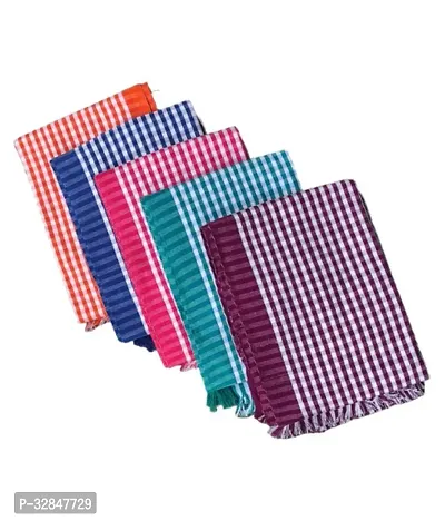 Tahiro Multicolour Check Print  Cotton Bath Gamcha Pack of 5