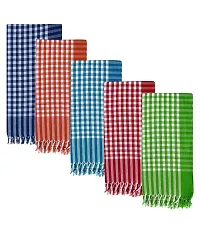 Tahiro Multicolour Check Print  Cotton Bath Gamcha Pack of 5-thumb1