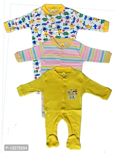 mahadev selection Adorable Rompers for Babies - Comfortable and Stylish for Boys and Girls Set of 3 (0-3 Months, Yellow)