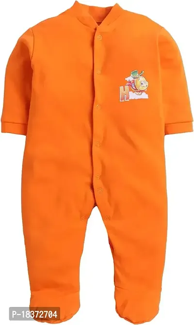 Full Sleeves Rompers for Baby Boys and Baby Girls Made of Cotton Bodysuit Sleepsuits Overalls Summer Winter All Seasons in Orange Color Pack of 3-thumb4