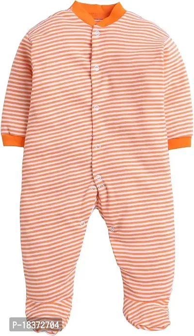 Full Sleeves Rompers for Baby Boys and Baby Girls Made of Cotton Bodysuit Sleepsuits Overalls Summer Winter All Seasons in Orange Color Pack of 3-thumb3