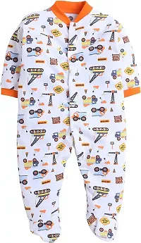 Full Sleeves Rompers for Baby Boys and Baby Girls Made of Cotton Bodysuit Sleepsuits Overalls Summer Winter All Seasons in Orange Color Pack of 3-thumb1