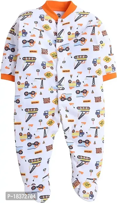 Full Sleeves Rompers for Baby Boys and Baby Girls Made of Cotton Bodysuit Sleepsuits Overalls Summer Winter All Seasons in Orange Color Pack of 3-thumb2