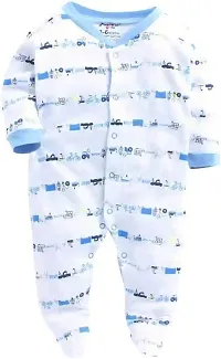 Cotton Rompers/Sleepsuits/Jumpsuit/Night Suits for Newborn Baby Boys  Girls in Blue Color Pack of 3-thumb2