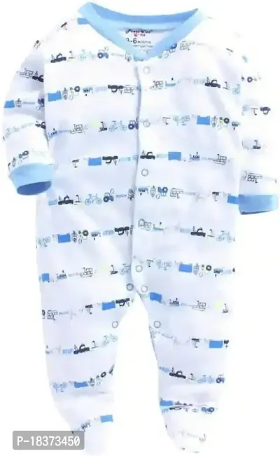 Cotton Rompers/Sleepsuits/Jumpsuit/Night Suits for Newborn Baby Boys  Girls in Blue Color Pack of 3-thumb3