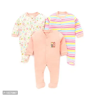Mahadev Selection 100% Cotton Rompers/Sleepsuits/Jumpsuit/Night Suits for Baby Boys  Girls, Infants, New Borns (3_ 6 months, light pink)