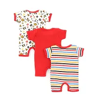Mahadev Selection Baby Cotton Bodysuit/Romper/Onesie/Dungaree Knee Length For Baby Boys And Baby Girls (Pack of 3) (3_6 Months, Red)-thumb1
