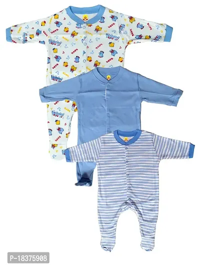 mahadev selection Adorable Rompers for Babies - Comfortable and Stylish for Boys and Girls Set of 3 (0-3 Months, Blue)-thumb0