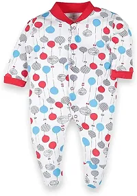 Cotton Rompers/Sleepsuits/Jumpsuit/Night Suits for Newborn Baby Boys  Girls in Red Color Pack of 3-thumb2
