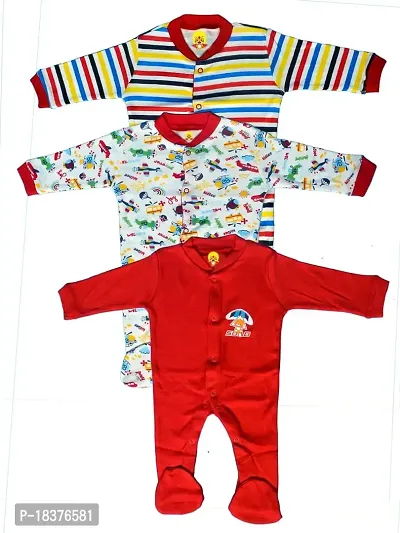 mahadev selection Adorable Rompers for Babies - Comfortable and Stylish for Boys and Girls Set of 3 (0-3 Months, Red)