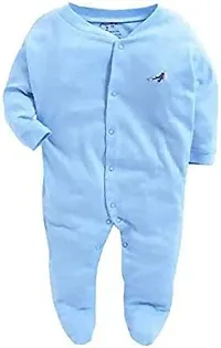 Cotton Rompers/Sleepsuits/Jumpsuit/Night Suits for Newborn Baby Boys  Girls in Blue Color Pack of 3-thumb1