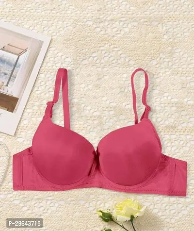 Stylish Pink Polycotton Solid Bras For Women