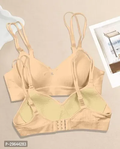 Stylish Beige Polycotton Solid Bras For Women