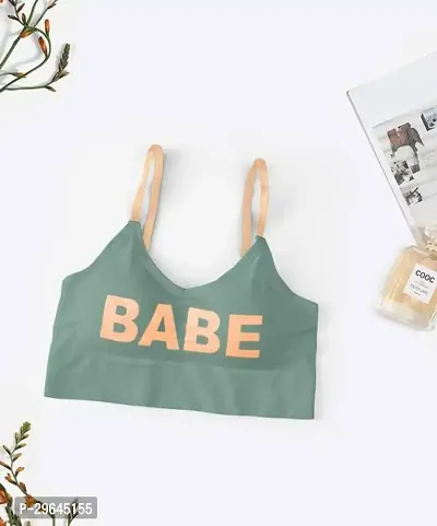 Stylish Green Cotton Blend Printed Bras For Women