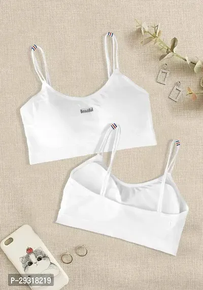 Stylish White Cotton Solid Bras For Women Pack of 2-thumb0