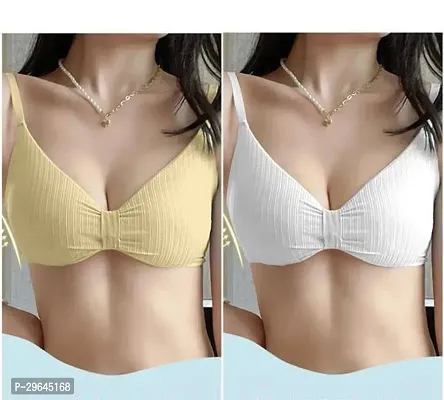 Stylish Multicoloured Cotton Solid Bras For Women Pack Of 2-thumb0