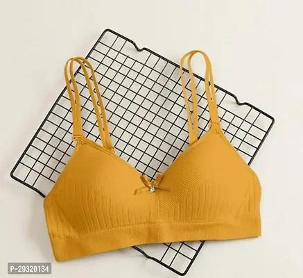 Comfortable Yellow Polycotton Solid Basic Bras For Women-thumb0