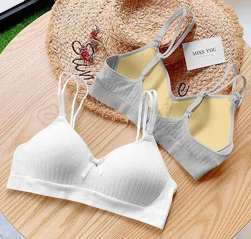 Comfortable Polycotton Solid Basic Bras For Women-Pack Of 2