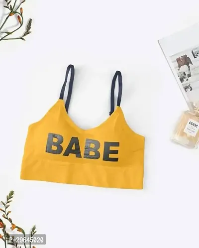 Stylish Yellow Cotton Printed Bras For Women