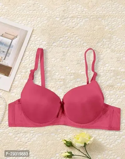 Comfortable Pink Polycotton Solid Basic Bras For Women-thumb0