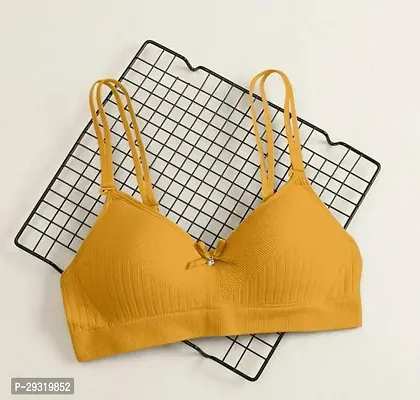 Comfortable Yellow Polycotton Solid Basic Bras For Women-thumb0