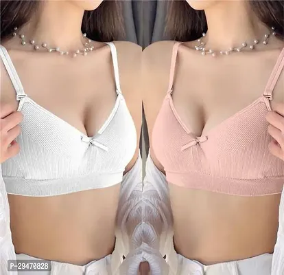 Fancy Polycotton Solid Bra For Women Pack Of 2-thumb0