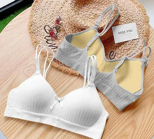 Comfortable Polycotton Solid Basic Bras For Women-Pack Of 2