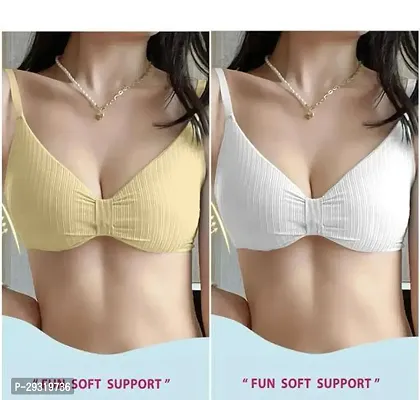 Comfortable Multicoloured Cotton Solid Basic Bras For Women-Pack Of 2