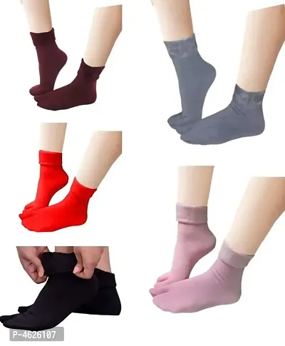 Useful Polyester Solid Socks For Women( Pair Of 5 )-thumb0