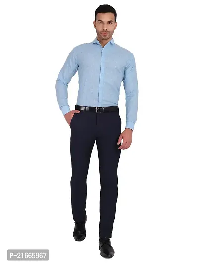 Comfortable  Blue Linen Long Sleeves For Men-thumb0