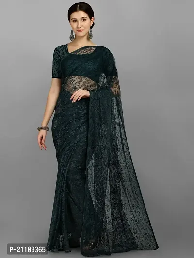 Fancy Net Saree with Blouse Piece for Women-thumb0