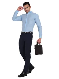 Comfortable  Blue Linen Long Sleeves For Men-thumb1