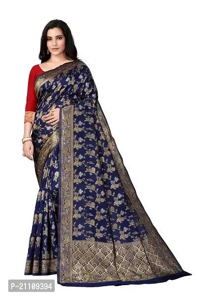 Fancy Silk Blend Saree with Blouse Piece for Women