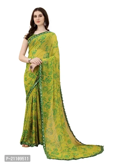 Fancy Georgette Saree with Blouse Piece for Women-thumb0