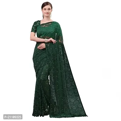 Fancy Net Saree with Blouse Piece for Women-thumb0