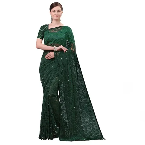 Elegant Net Saree with Blouse piece For Women