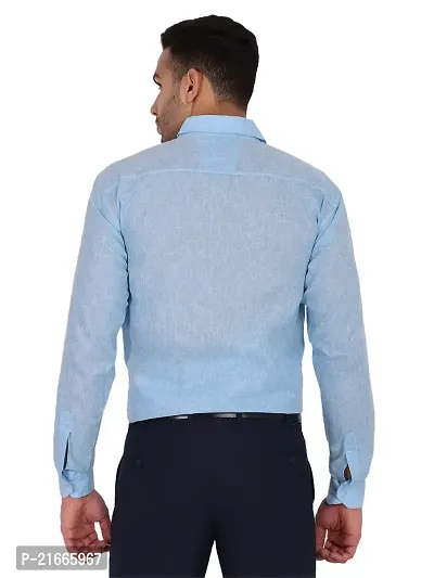 Comfortable  Blue Linen Long Sleeves For Men-thumb4
