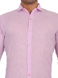Comfortable  Pink Linen Long Sleeves For Men-thumb2