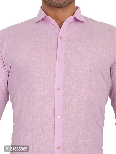 Comfortable  Pink Linen Long Sleeves For Men-thumb3