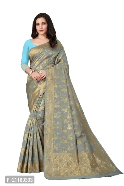 Fancy Silk Blend Saree with Blouse Piece for Women